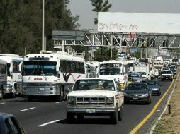Imagen de archivo sobre la manifestación de camioneros sobre la carretera a Chapala, a la altura del Parque Montenegro. ARCHIVO  /