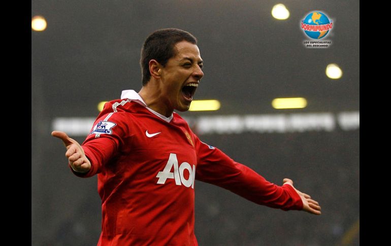 El jugador mexicano Javier Hernández festejando una anotación. ARCHIVO  /