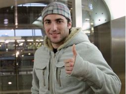 El jugador argentino del conjunto merengue en su llegada a España. EFE  /