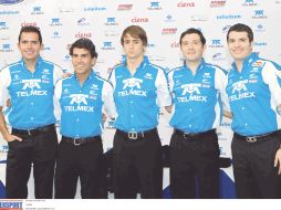 Los pilotos de la Escudería Telmex . El gran ausente fue Sergio Pérez, quien se encuentra en Suiza. MEXSPORT  /