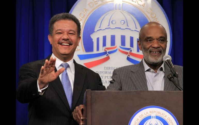 René Preval, presidente de Haití y Leonel Fernández, presidente de República Dominicana. AFP  /