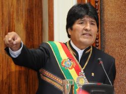 Presidente Evo Morales, ante la Asamble Legislativa en La Paz, en celebración de cinco años al poder. EFE  /