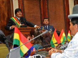 El mandatario boliviano ofrece su informe ante la Asamblea Legislativa en La Paz (Bolivia). EFE  /