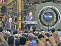 Barack Obama, presidente de Estados Unidos, en la planta de la multinacional General Electric, en Schenectady, Nueva York. AP  /
