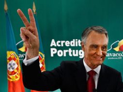 Cavaco Silva proclama su victoria. EFE  /