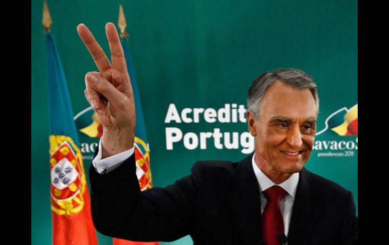 Cavaco Silva proclama su victoria. EFE  /
