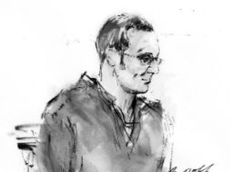 Dibujo de Jared Lee Loughner durante una audiencia en Phoenix, en la que respondió por el tiroteo del pasado 8 de enero. AP  /