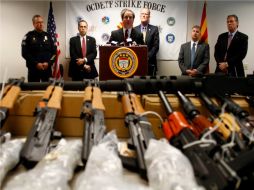 Armas recuperadas de los acusados de tráfico de armas. REUTERS  /
