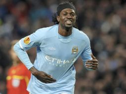 El jugador togolés Emmanuel Adebayor, dispuntando un partido con el ManCity. EFE  /