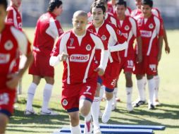 Adolfo Bautista en un entrenamiento con el conjunto rojiblanco. E. PACHECO  /