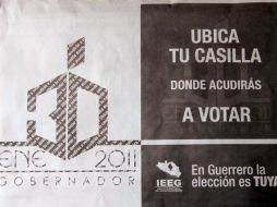 Cartel con el listado de las casillas para que los habitantes, ubiquen donde pueden sufragar. NTX  /