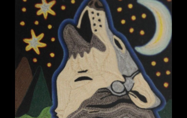 Una de las obras que integran la muestra Lotería wixárika, de Lucas Castro Jiménez. ESPECIAL  /