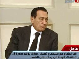 El presidente egipcio, Hosni Mubarak, durante un mensaje en televisión. REUTERS  /