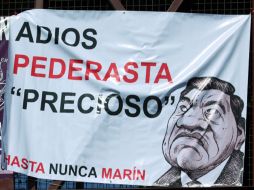 Colocaron mantas en contra de Mario Marín fueron puestas en varios puntos de Puebla. NTX  /