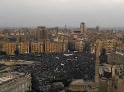 La Plaza Tahrir (Plaza de  la Liberación) es el centro de la concenttración de habitantes. EFE  /