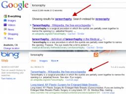 Imagen que compara los resultados de ambos buscadores con el término 'torsoraphy'. ESPECIAL  /