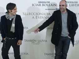 Bernal (i) también será reconocido con el premio de Mejor coactuación masculina por ''También la lluvia''. AP  /