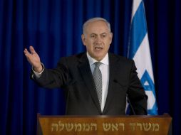 El primer ministro israelí, Benjamín Netanyahu, en conferencia de prensa. AP  /