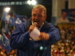 El candidato de la “Alianza es Contigo”, Marcos Covarrubias Villaseñor, en su cierre de campaña en La Paz. NTX  /