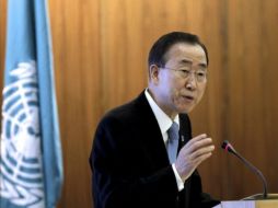 El secretario general de la ONU, Ban Ki Moon, pronuncia un discurso durante una conferencia. EFE  /