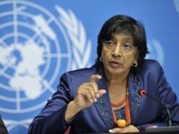 Pillay, durante una conferencia  de prensa en la sede europea  de las Naciones Unidas en  Ginebra, Suiza. AP  /