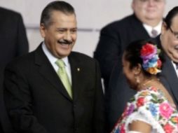 El presidente del Senado, Manlio Fabio Beltrones en la ceremonia por el 94 aniversario de la promulgación de la Constitución. NTX  /