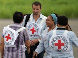 Piedad Córdoba a su llegada con las aeronaves de Brasil. EFE  /