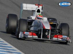 `Checo' Pérez durante el segundo entrenamiento de la Fórmula Uno. EFE  /