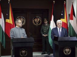 Presidente de Timor Oriental José Ramos Horta junto al presidente palestino Mahmud Abás en la reunión de Ramala, Cisjordania. EFE  /