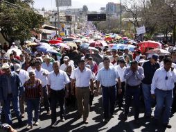Maestros de la Sección 22 del SNTE se manifestaron en las principales calles de la ciudad el miércoles pasado. SUN  /