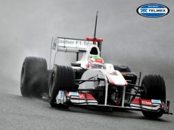 Sergio Pérez durante el tercer día de entrenamientos de la Fórmula Uno. EFE  /