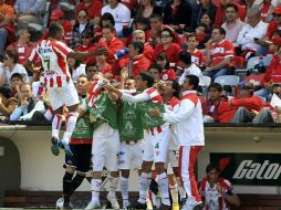 Christian Suárez llevó al Necaxa a la victoria con sus dos anotaciones. MEXSPORT  /