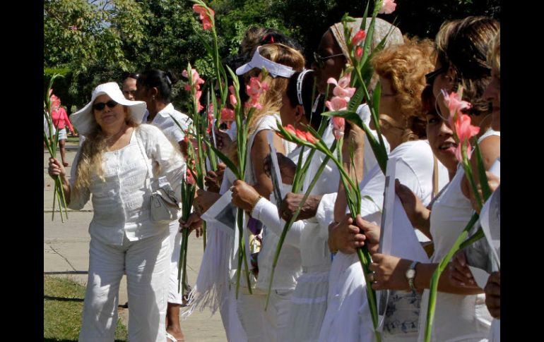 Damas de blanco, grupo de mujeres que apoyan a los 30 presos que estan en proceso de excarcelación.  /