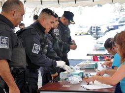 Elementos de la Policía Municipal de Guadalupe, se someten a diversas pruebas antidoping. EL UNIVERSAL  /