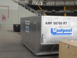 Los contenedores del vehículo C-29 de Sauber están en la Arena VFG. ESPECIAL  /