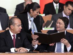 El Presidente Felipe Calderón y el secretario general de la Organización Mundial de Turismo, Taleb Rifai. EL UNIVERSAL  /
