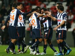 Los jugadores del Monterrey, celebrando en un partido del Torneo Clausura 2011. MEXSPORT  /