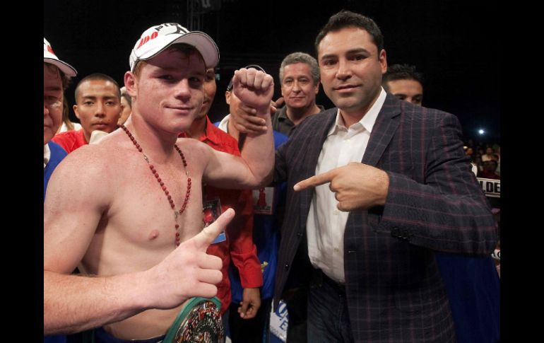 'Canelo' y de la Hoya han estado juntos en todos los actos de promoción de la pelea. MEXSPORT  /