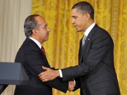 Los presidentes Barack Obama y Felipe Calderón se reunieron hoy. NTX  /