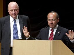 El Presidente Felipe Calderón, durante su intervención en el Centro Woodrow Wilson. AFP  /