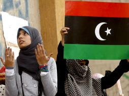 Mujeres libias participan en una protesta contra el régimen. EFE  /