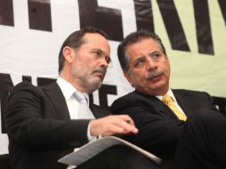 Gustavo Madero y Jesús Ortega durante un evento realizado en la ciudad de Toluca. EL UNIVERSAL  /