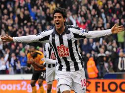 Carlos Vela festejando en un partido con el West Bromwich Albion de la Liga Premier inglesa. MEXSPORT  /