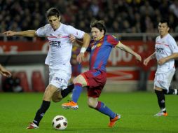 Lionel Messi durante el partido contra Sevilla. AFP  /