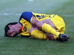 Ángel Reyna, del América, se queja de una entrada fuerte, en el partido de esta noche, en el Tecnológico. MEXSPORT  /