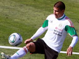 Carlos Salcido en pleno entrenamiento con la Selección Mexicana. MEXSPORT  /