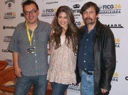 Guillermo González Montes,director, la actriz Claudia Zepeda y Armando Casas,director de ciencias cinematográficas del CUEC. E. ESPARZA  /