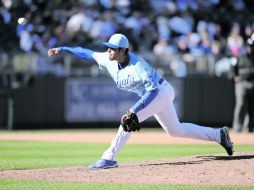 El cerrador mexicano de los Reales de Kansas City, Joakim Soria, ejecuta un lanzamiento. GETTY IMAGES SPORT  /