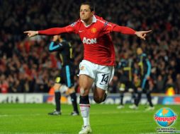 El delantero mexicano del Manchester United, Javier Hernández, celebra uno de sus goles. GETTY IMAGES SPORT  /