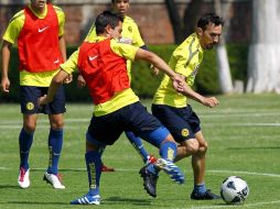 Los jugadores del América se preparan bajo el entrenamiento. MEXSPORT  /